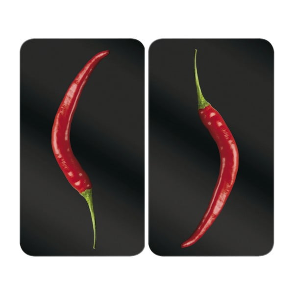 Sada 2 skleněných krytů na sporák Wenko Peperoni, 52 x 30 cm