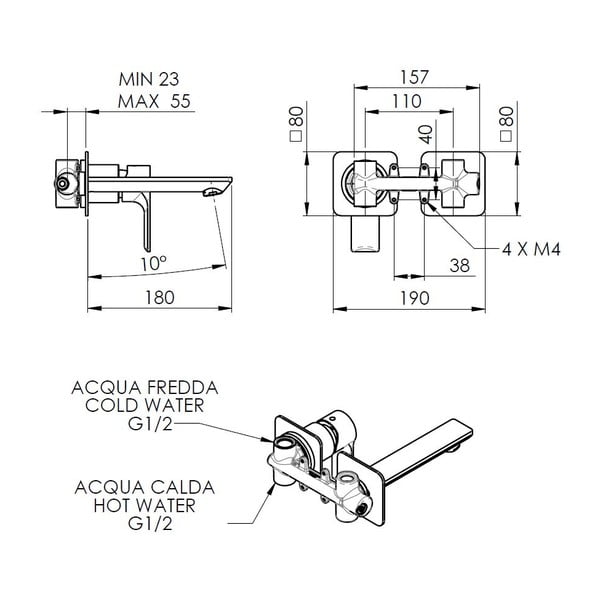 Matně černá podomítková umyvadlová baterie (1 výstup) Pax – Sapho-image-2