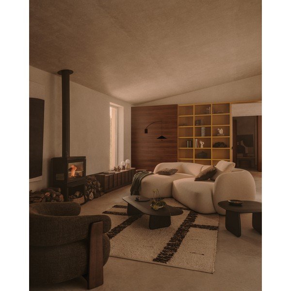 Krémová žinylková rohová pohovka (levý roh/s lenoškou) Martina – Kave Home-image-1