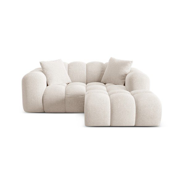 Krémová žinylková rohová pohovka (pravý roh/s lenoškou) Treno – Cosmopolitan Design