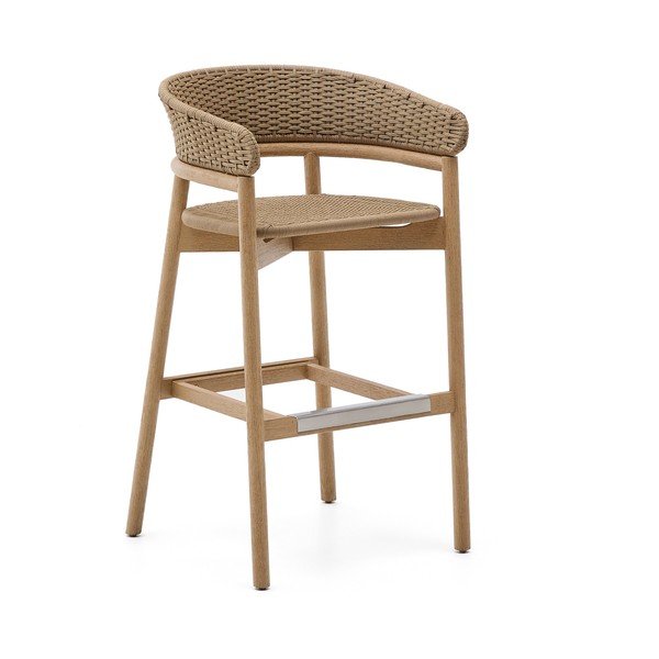 Dřevěná zahradní barová židle v přírodní barvě Arinella – Kave Home