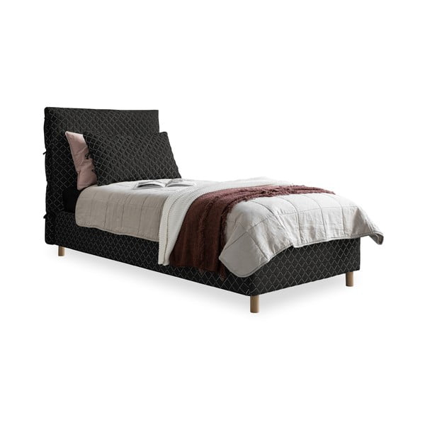 Černá čalouněná jednolůžková postel s roštem 90x200 cm Sleepy Luna – Miuform