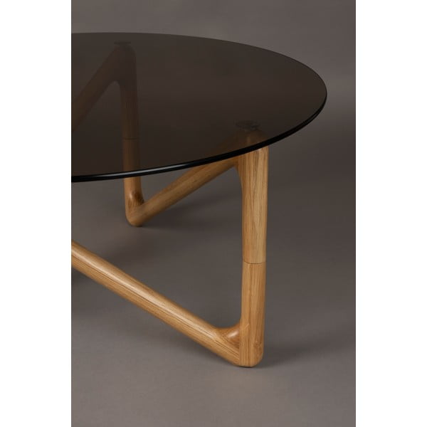 Kulatý konferenční stolek se skleněnou deskou v přírodní barvě ø 80 cm Naia – Dutchbone-image-3