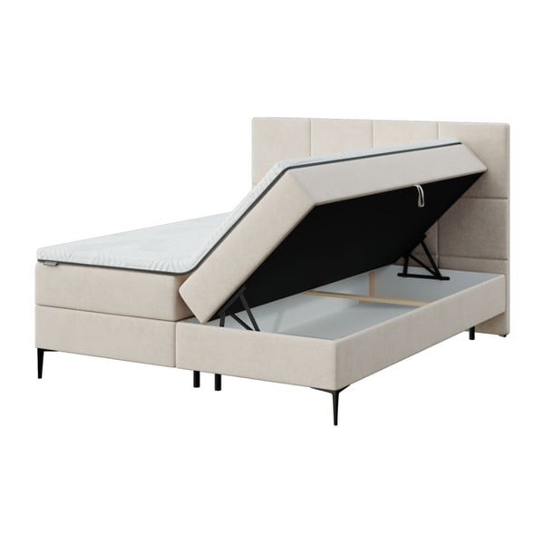 Béžová boxspring postel s úložným prostorem 160x200 cm Bufo – MESONICA-image-2