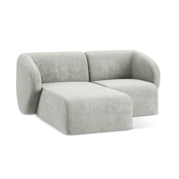 Světle šedá žinylková rohová pohovka (levý roh/s lenoškou) Lani – Makamii-image-4