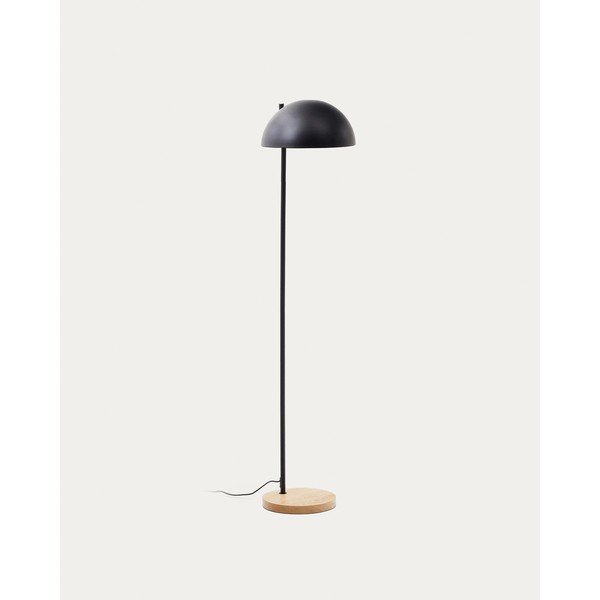 Černá/v přírodní barvě stojací lampa s kovovým stínidlem (výška 150 cm) Catlar – Kave Home-image-2