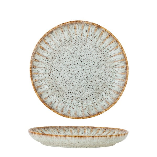 Modrý/béžový servírovací talíř z kameniny ø 17 cm Fleur – Bloomingville-image-3