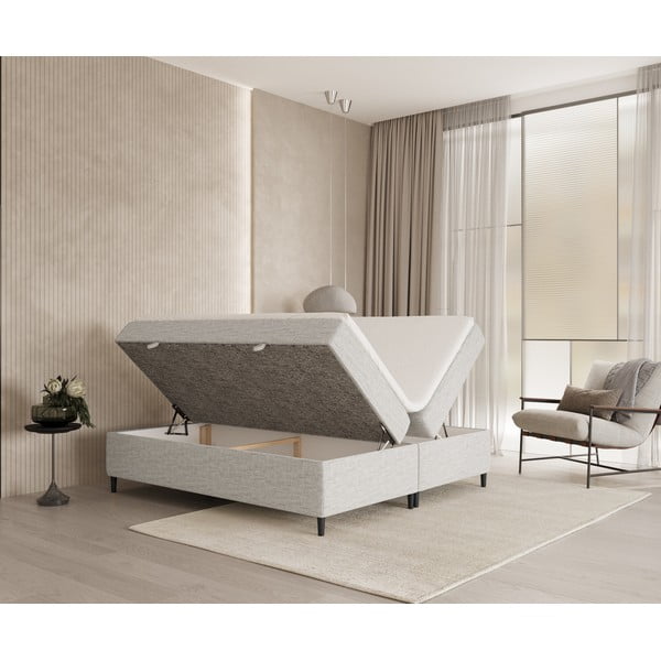 Světle šedá boxspring postel s úložným prostorem 160x200 cm Araya – Maison de Rêve-image-2