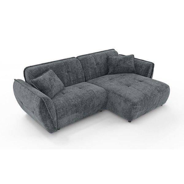 Tmavě šedá žinylková rohová pohovka (pravý roh/s lenoškou) Nelia – Ropez-image-2