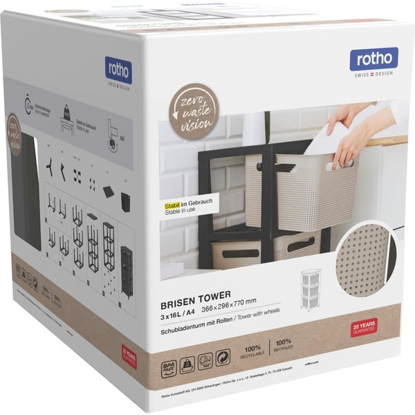 Černo-šedý plastový pojízdný regál 30x77 cm Brisen – Rotho-image-4