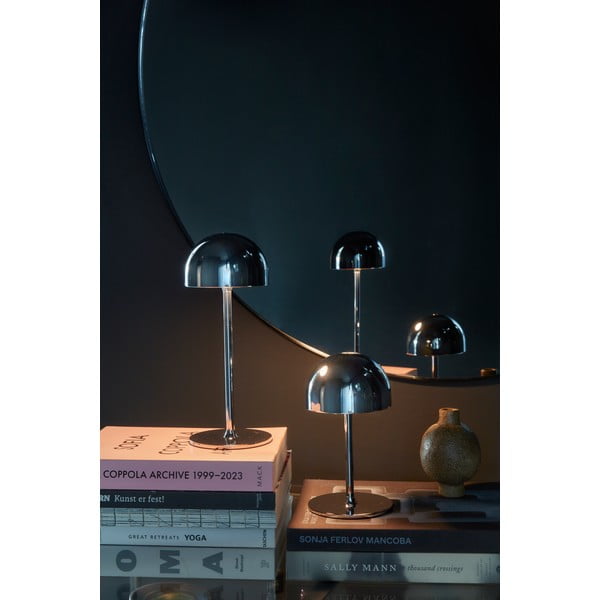 LED stolní lampa na dálkové ovládání ve stříbrné barvě s kovovým stínidlem (výška 30 cm) Tim – Sirius-image-3