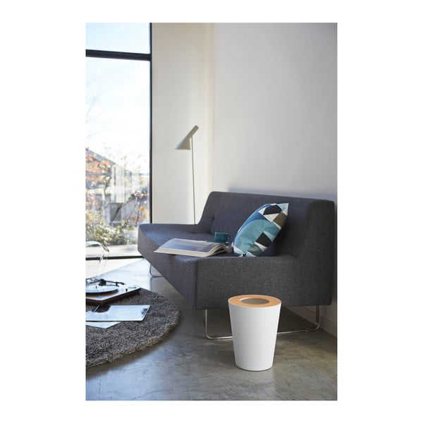 Bílý odpadkový koš YAMAZAKI Rin Round-image-1