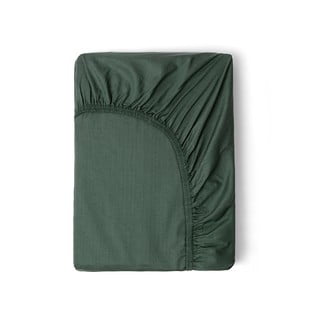 Tmavě zelené elastické prostěradlo z bavlněného saténu HIP, 90 x 200 cm