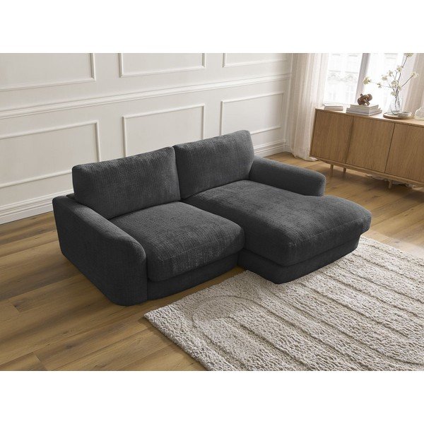 Černá žinylková rohová pohovka (pravý roh/s lenoškou) Leonore – Bobochic Paris-image-3