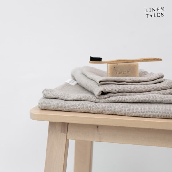 Vaflová lněná osuška v přírodní barvě 75x125 cm Natural Fine Waffle – Linen Tales-image-4