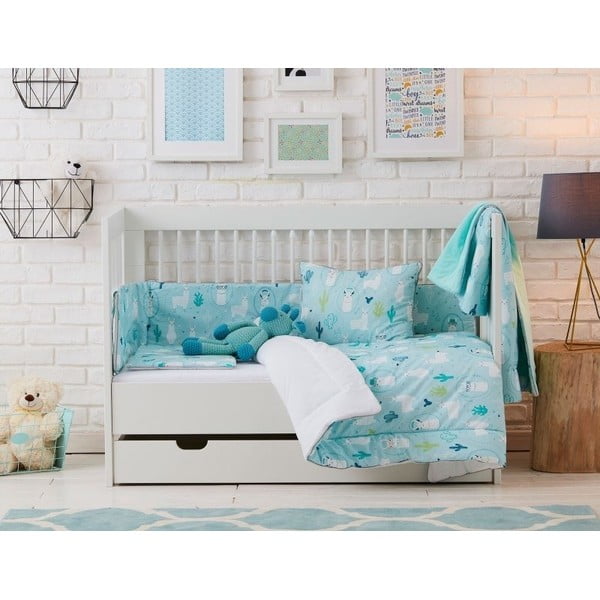 Modrý dětský dekorativní polštář Pinio Llamas, 45 x 50 cm-image-1