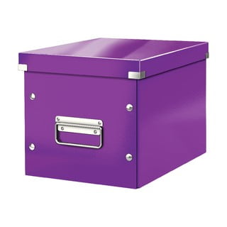 Fialový kartonový úložný box s víkem Click&Store - Leitz