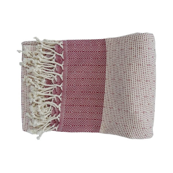 Červeno-bílá ručně tkaná osuška z prémiové bavlny Homemania Nefes Hammam, 100 x 180 cm