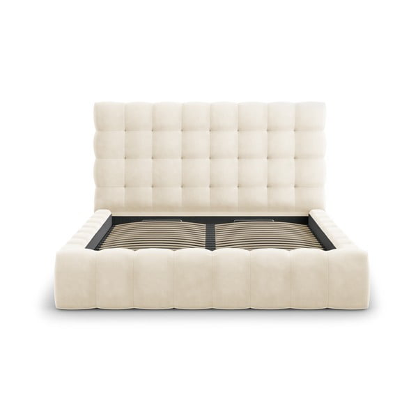 Béžová čalouněná dvoulůžková postel s úložným prostorem s roštem 180x200 cm Bali – Cosmopolitan Design-image-3