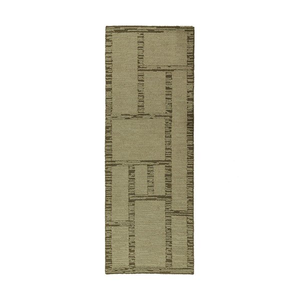 Zelený ručně tkaný vlněný běhoun 80x230 cm Harris Modula Wool – Flair Rugs