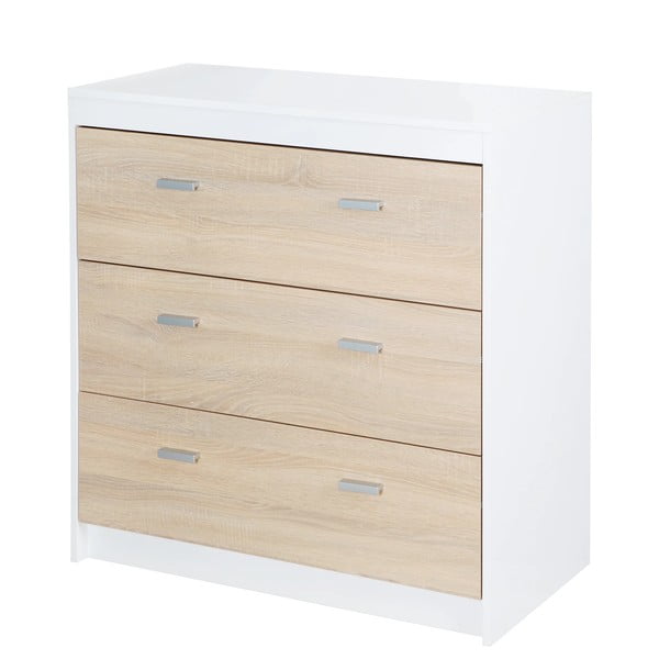 Vysoká dětská komoda v dekoru dubu s přebalovacím pultem v bílo-přírodní barvě 89x98 cm Gabriella – Roba-image-2