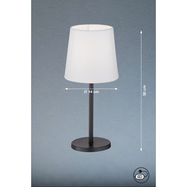 Černobílá stolní lampa s textilním stínidlem (výška 30 cm) Eve – Fischer & Honsel-image-2