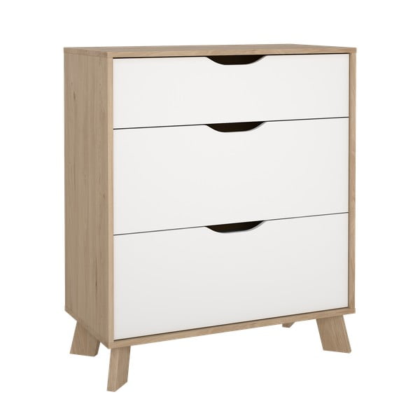 Bílá/v přírodní barvě komoda v dekoru dubu 79x92x40 cm Ikast – Tvilum-image-4