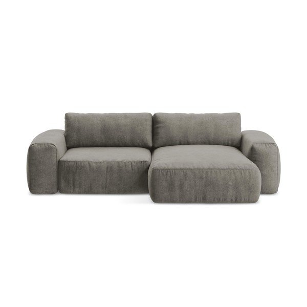 Šedá žinylková rozkládací rohová pohovka (pravý roh/s lenoškou) Kuki – Makamii