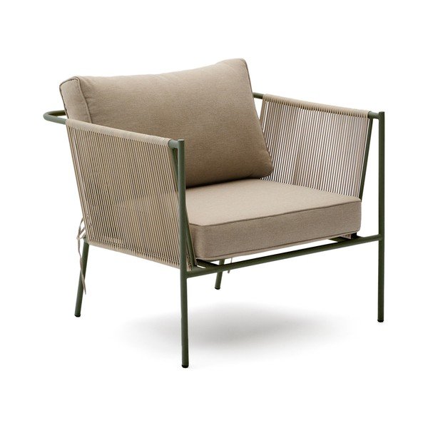 Zelené/béžové kovové zahradní křeslo Zivia – Kave Home