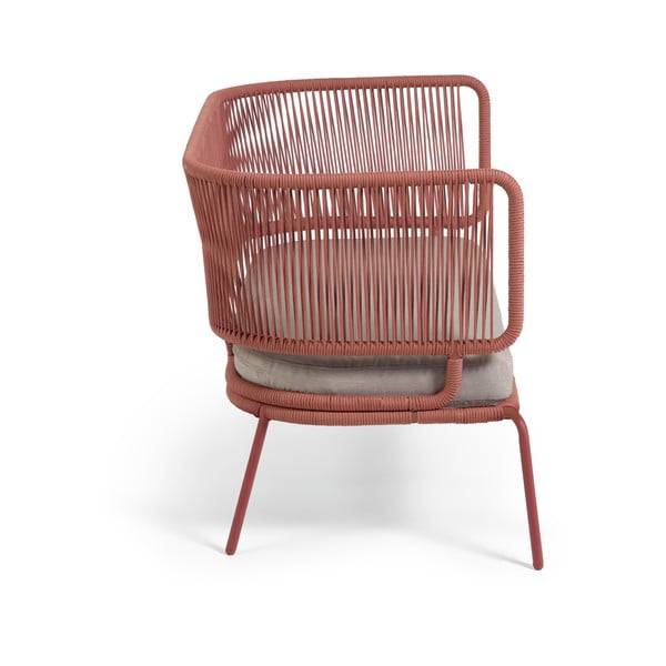 Zahradní pohovka v terakotové barvě s ocelovou konstrukcí Kave Home Nadin-image-3