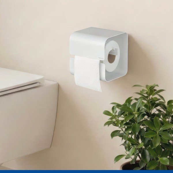 Bílý ocelový držák na toaletní papír bez vrtání Turbo-loc Lizan – Wenko-image-1