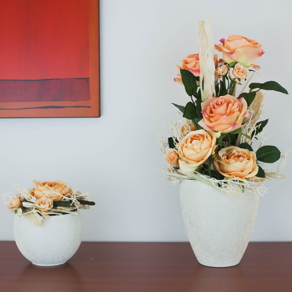 Květinová dekorace od Aranžérie, sada květináčů s oranžovými růžemi