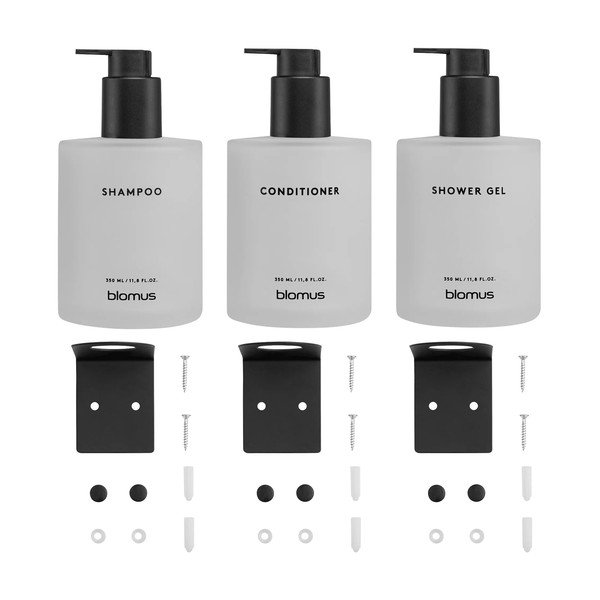 Bílé nástěnné skleněné dávkovače mýdla v sadě 3 ks 350 ml Kirei – Blomus-image-4