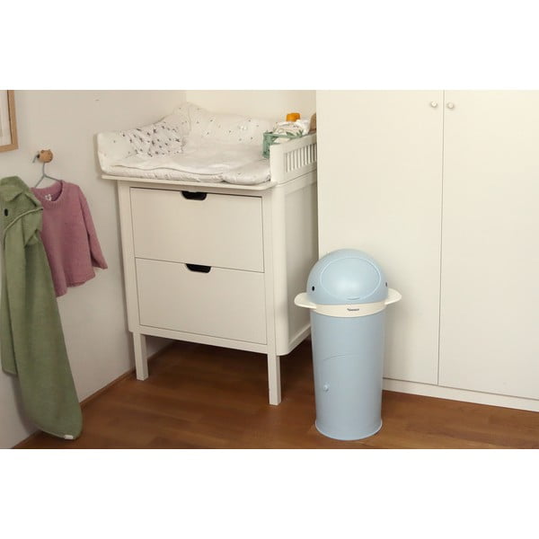 Světle modrý plastový odpadkový koš na pleny 25 l Whale – Kindsgut-image-1