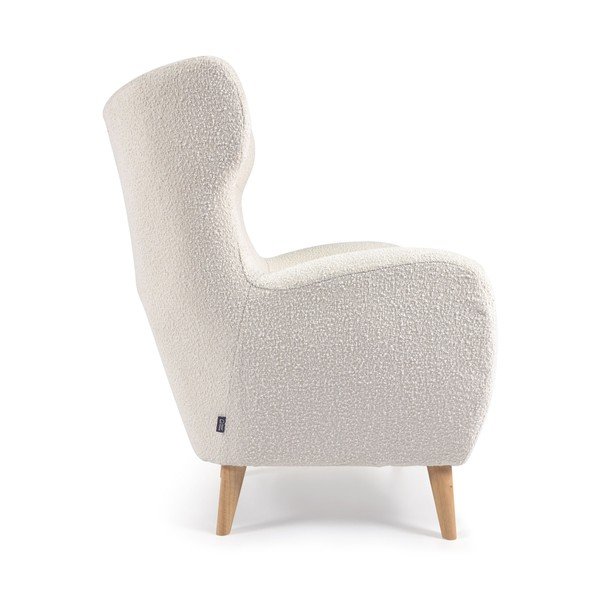 Bílé křeslo z textilie bouclé Patio – Kave Home-image-3