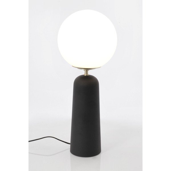 Černá kovová stolní lampa se skleněným stínidlem (výška 51 cm) Delphine – Bizzotto-image-1
