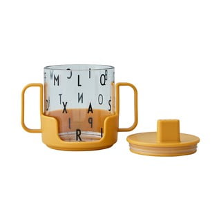 Hořčicově žlutý dětský hrnek Design Letters Grow With Your Cup