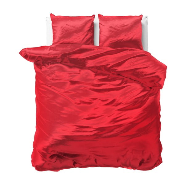 Červené povlečení ze saténového mikroperkálu na dvoulůžko Sleeptime, 240 x 220 cm