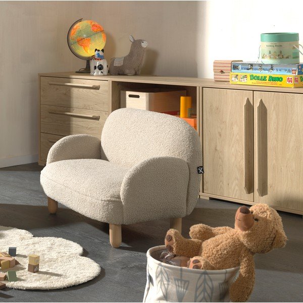 Béžová dětská pohovka z textilie bouclé 89 cm Rocky – Vipack-image-1