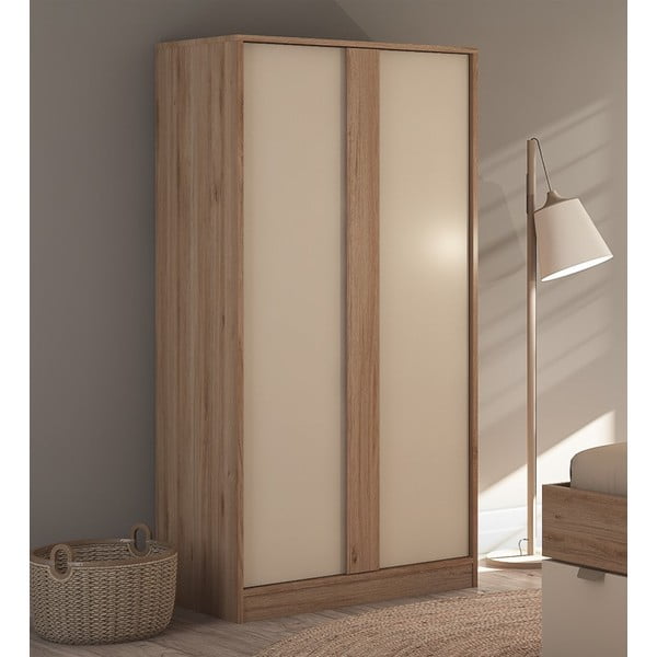 Šatní skříň v dekoru dubu v krémovo-přírodní barvě 90x180x53 cm Dennis – Marckeric-image-2