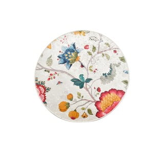 Šedá sametová koupelnová předložka ø 100 cm Vintage Flower – Foutastic