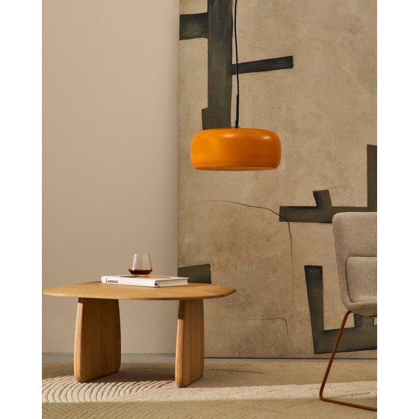 Oranžové LED závěsné svítidlo se skleněným stínidlem ø 38 cm Reig – Kave Home-image-1