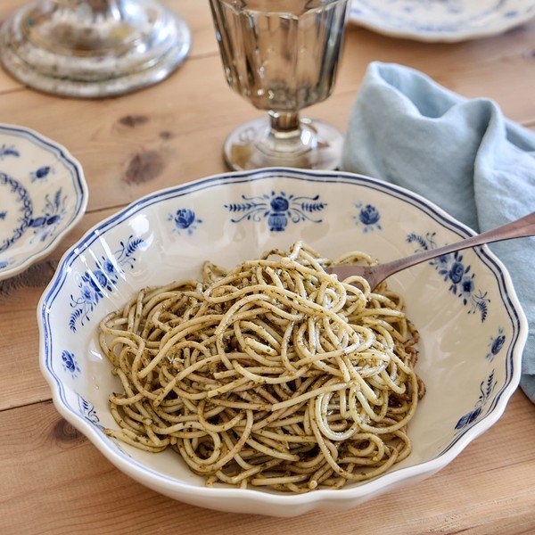 Modrý/béžový servírovací talíř z kameniny ø 23 cm Vila – Costa Nova-image-1