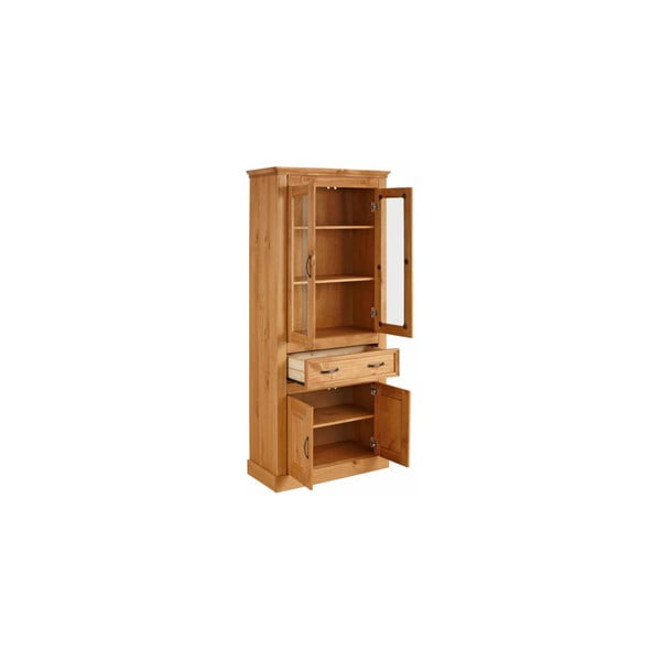 Hnědá čtyřdveřová vitrína z masivního borovicového dřeva Støraa Suzie-image-1