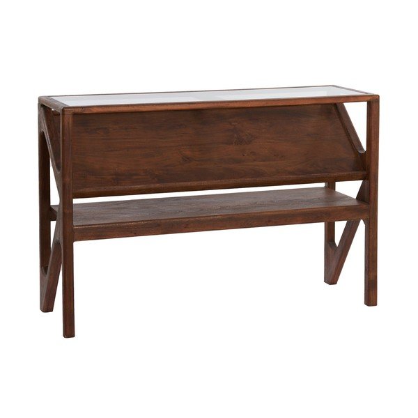 Konzolový stolek se skleněnou deskou v přírodní barvě 41x119 cm Yuki – Light & Living