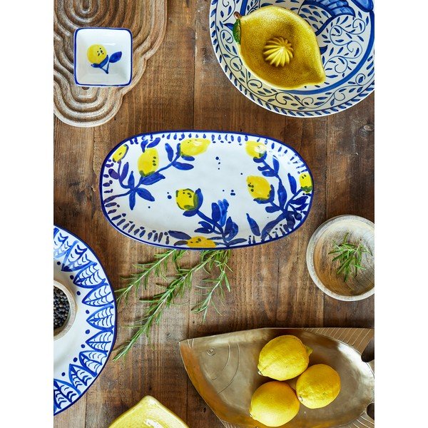 Bílý/modrý servírovací talíř z kameniny Maxima – Bloomingville-image-3