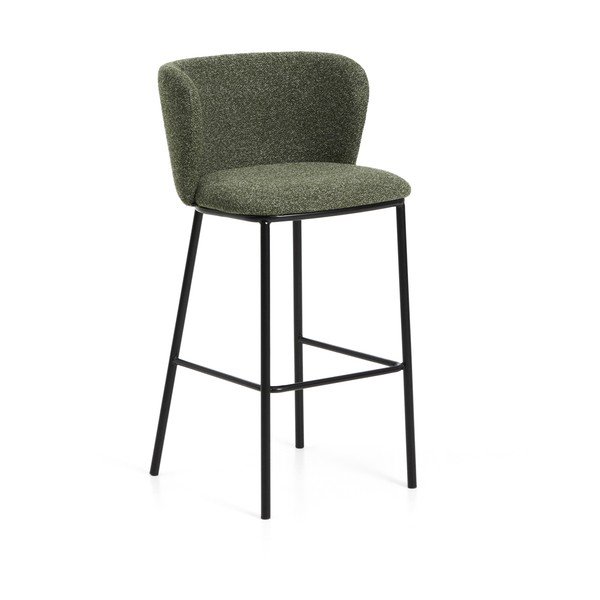 Tmavě zelená čalouněná barová židle (výška sedáku 75 cm) Ciselia – Kave Home