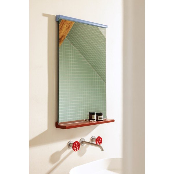 Nástěnné zrcadlo s poličkou  s dřevěným rámem 50x75 cm Lun – noo.ma-image-1