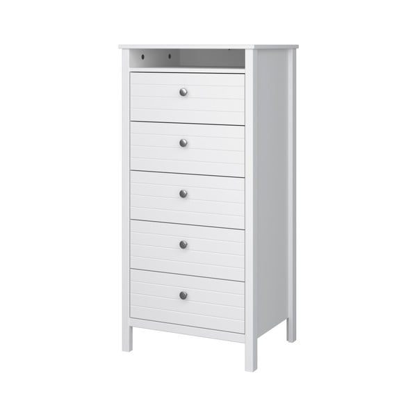Bílá úzká komoda s 5 zásuvkami Steens New York, výška 120 cm-image-2