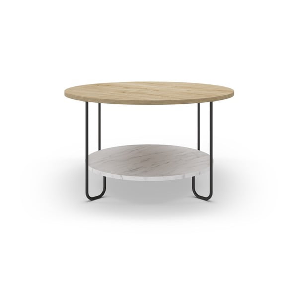 Kulatý konferenční stolek s deskou v dubovém dekoru v přírodní barvě ø 80 cm Tonka – Marckeric-image-3